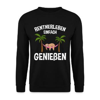 RENTEN LEBEN EINFACH GENIEßEN Lustiges Rentner - Unisex Pullover - Schwarz - Vorne - Alina (178cm) & Michal (187cm)