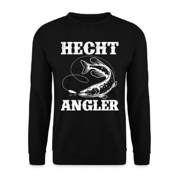 HECHT ANGLER Geburtstag Angeln Hobby Fischen - Unisex Pullover - Schwarz - Vorne - Alina (178cm) & Michal (187cm)