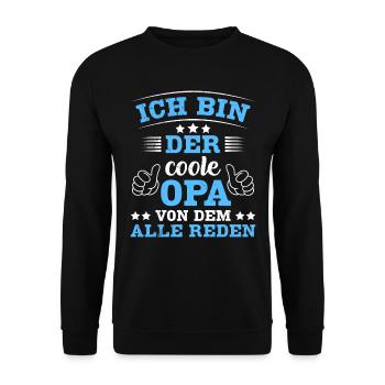 Opi ICH BIN DER COOLE OPA VON DEM ALLE REDEN - Unisex Pullover - Schwarz - Vorne - Alina (178cm) & Michal (187cm)