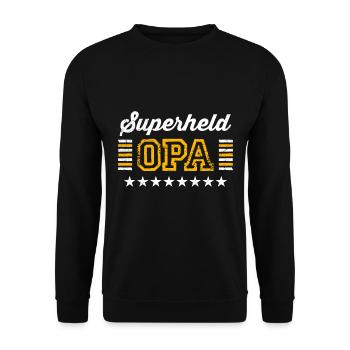Großvater SUPERHELD OPA Lustiges Großväter Opi - Unisex Pullover - Schwarz - Vorne - Alina (178cm) & Michal (187cm)