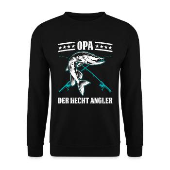 OPA DER HECHT ANGLER Lustiges Großvater Hecht - Unisex Pullover - Schwarz - Vorne - Alina (178cm) & Michal (187cm)