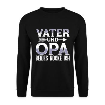 VATER UND OPA BEIDES ROCKE ICH Lustiges - Unisex Pullover - Schwarz - Vorne - Alina (178cm) & Michal (187cm)