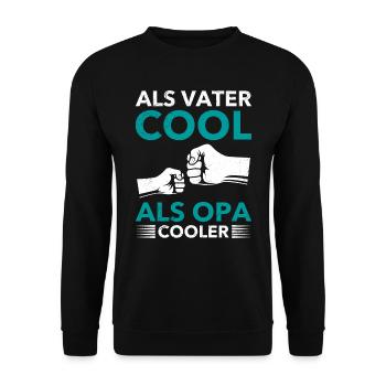 Opi ALS VATER COOL ALS OPA COOLER Lustiges - Unisex Pullover - Schwarz - Vorne - Alina (178cm) & Michal (187cm)