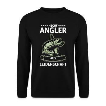 HECHT ANGLER AUS LEIDENSCHAFT Lustiges Angeln - Unisex Pullover - Schwarz - Vorne - Alina (178cm) & Michal (187cm)