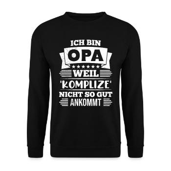Opi BIN OPA WEIL KOMPLIZE NICHT SO GUT ANKOMMT - Unisex Pullover - Schwarz - Vorne - Alina (178cm) & Michal (187cm)