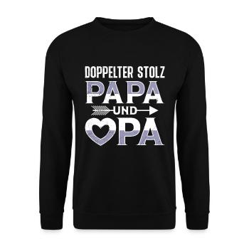 Großvater DOPPELTER STOLZ PAPA UND OPA Lustiges - Unisex Pullover - Schwarz - Vorne - Alina (178cm) & Michal (187cm)