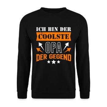 Opi ICH BIN DER COOLSTE OPA DER GEGEND Lustiges - Unisex Pullover - Schwarz - Vorne - Alina (178cm) & Michal (187cm)