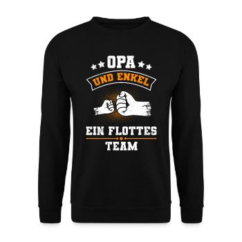 OPA UND ENKEL EIN FLOTTES TEAM Lustiges - Unisex Pullover - Schwarz - Vorne - Alina (178cm) & Michal (187cm)