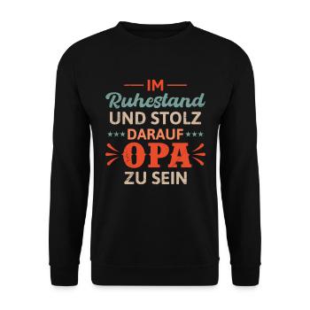 Rente IM RUHESTAND UND STOLZ DARAUF OPA ZU SEIN - Unisex Pullover - Schwarz - Vorne - Alina (178cm) & Michal (187cm)