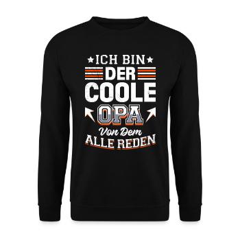 Opi ICH BIN DER COOLE OPA VON DEM ALLE REDEN - Unisex Pullover - Schwarz - Vorne - Alina (178cm) & Michal (187cm)