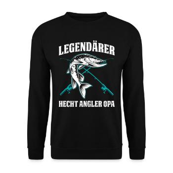 Angeln Hobby LEGENDÄRER HECHT ANGLER OPA Lustiges - Unisex Pullover - Schwarz - Vorne - Alina (178cm) & Michal (187cm)