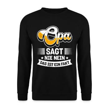 OPA SAGT NIE NEIN DAS IST EIN FAKT Lustiges - Unisex Pullover - Schwarz - Vorne - Alina (178cm) & Michal (187cm)