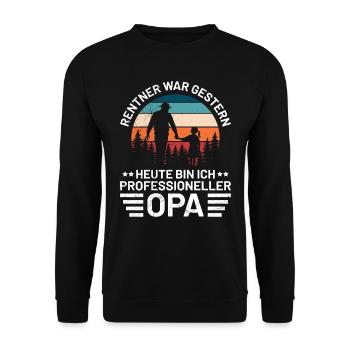 RENTNER WAR GESTERN HEUTE BIN ICH PROFESSIONELLER - Unisex Pullover - Schwarz - Vorne - Alina (178cm) & Michal (187cm)
