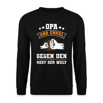 OPA UND ENKEL GEGEN DEN REST DER WELT Lustiges - Unisex Pullover - Schwarz - Vorne - Alina (178cm) & Michal (187cm)