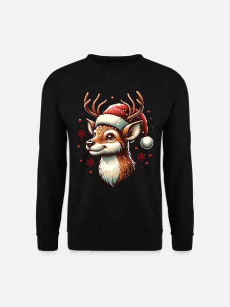 Rentier Weihnachten Schneefall - Unisex Pullover - Schwarz