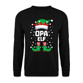 Weihnachten OPA ELF Lustiges Großvater Elfen - Unisex Pullover - Schwarz - Vorne - Alina (178cm) & Michal (187cm)