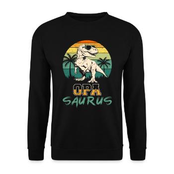 OPA SAURUS Lustiges Dinosaurier Großvater - Unisex Pullover - Schwarz - Vorne - Alina (178cm) & Michal (187cm)