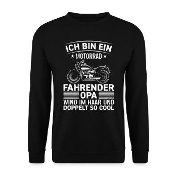 Großvater BIN EIN MOTORRAD FAHRENDER OPA - Unisex Pullover - Schwarz - Vorne - Alina (178cm) & Michal (187cm)