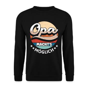 OPA MACHT'S MÖGLICH Lustiges Großvater Opi - Unisex Pullover - Schwarz - Vorne - Alina (178cm) & Michal (187cm)