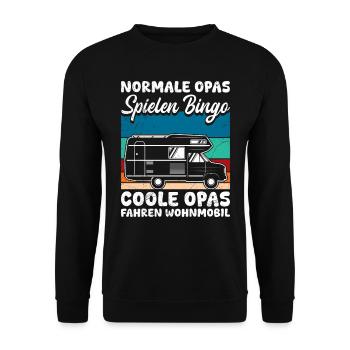 Opi NORMALE OPAS SPIELEN BINGO COOLE FAHREN - Unisex Pullover - Schwarz - Vorne - Alina (178cm) & Michal (187cm)