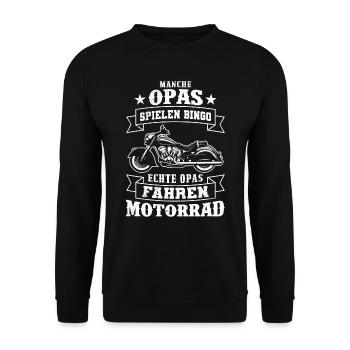 Opi MANCHE OPAS SPIELEN BINGO ECHTE OPAS FAHREN - Unisex Pullover - Schwarz - Vorne - Alina (178cm) & Michal (187cm)