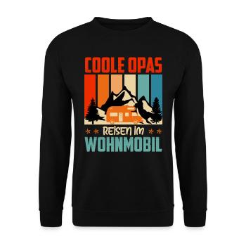 COOLE OPAS REISEN IM WOHNMOBIL Lustiges Opi - Unisex Pullover - Schwarz - Vorne - Alina (178cm) & Michal (187cm)