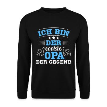 Opi ICH BIN DER COOLSTE OPA DER GEGEND Lustiges - Unisex Pullover - Schwarz - Vorne - Alina (178cm) & Michal (187cm)