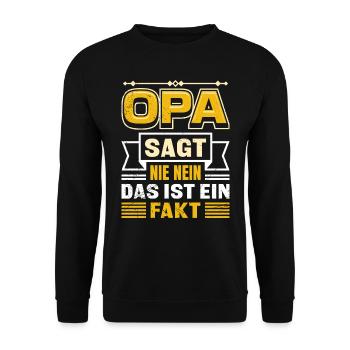 OPA SAGT NIE NEIN DAS IST EIN FAKT Lustiges - Unisex Pullover - Schwarz - Vorne - Alina (178cm) & Michal (187cm)