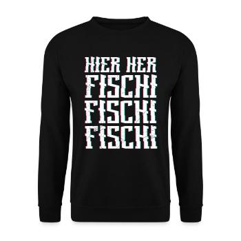 Angeln HIER HER FISCHI FISCHI FISCHI Lustiges - Unisex Pullover - Schwarz - Vorne - Alina (178cm) & Michal (187cm)