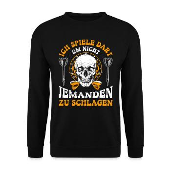 Dartspieler ICH SPIELE DART NICHT ZU SCHLAGEN - Unisex Pullover - Schwarz - Vorne - Alina (178cm) & Michal (187cm)
