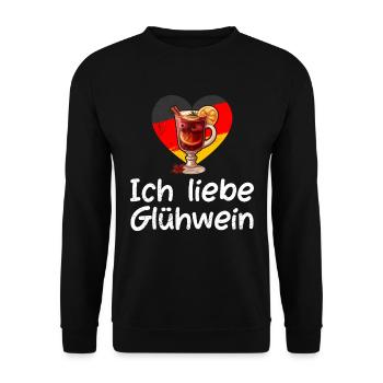 Glühwein Liebhaber ICH LIEBE GLÜHWEIN Lustiges - Unisex Pullover - Schwarz - Vorne - Alina (178cm) & Michal (187cm)
