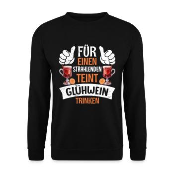 Glühwein FÜR EINEN STRAHLENDEN TEINT GLÜHWEIN - Unisex Pullover - Schwarz - Vorne - Alina (178cm) & Michal (187cm)