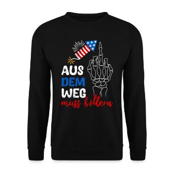 Feuerwerk AUS DEM WEG MUSS BÖLLERN Lustiges - Unisex Pullover - Schwarz - Vorne - Alina (178cm) & Michal (187cm)