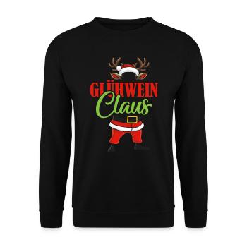 Weihnachtsmarkt GLÜHWEIN CLAUS Lustiges Santa - Unisex Pullover - Schwarz - Vorne - Alina (178cm) & Michal (187cm)