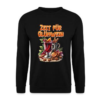 Glühweinstand ZEIT FÜR GLÜHWEIN Lustiges - Unisex Pullover - Schwarz - Vorne - Alina (178cm) & Michal (187cm)