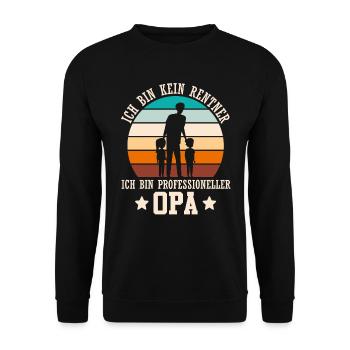 Opi BIN KEIN RENTNER BIN PROFESSIONELLER - Unisex Pullover - Schwarz - Vorne - Alina (178cm) & Michal (187cm)
