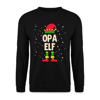 OPA ELF Großvater Weihnachten Opi Elfen - Unisex Pullover - Schwarz - Vorne - Alina (178cm) & Michal (187cm)
