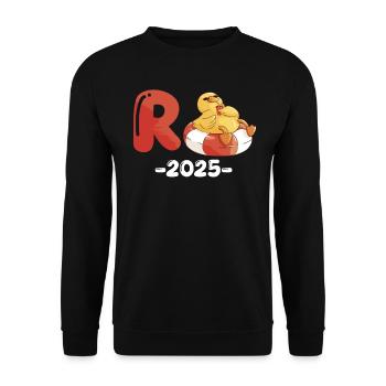 Ruhestand R ENTE 2025 Rentner Großeltern - Unisex Pullover - Schwarz - Vorne - Alina (178cm) & Michal (187cm)