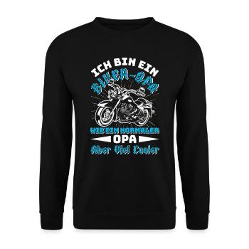 Opi BIN EIN BIKER OPA Lustiges Motorrad Fahrer - Unisex Pullover - Schwarz - Vorne - Alina (178cm) & Michal (187cm)