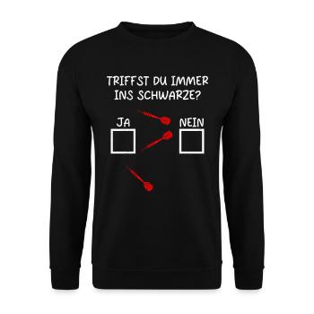 Dartspieler TRIFFST DU IMMER INS SCHWARZE? - Unisex Pullover - Schwarz - Vorne - Alina (178cm) & Michal (187cm)