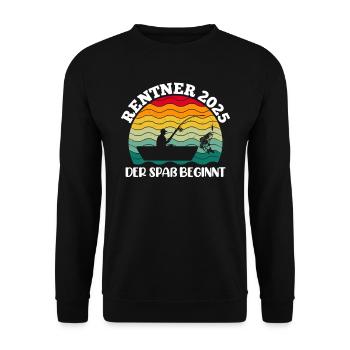 RENTNER 2025 DER SPAß BEGINNT Lustiges Renten - Unisex Pullover - Schwarz - Vorne - Alina (178cm) & Michal (187cm)