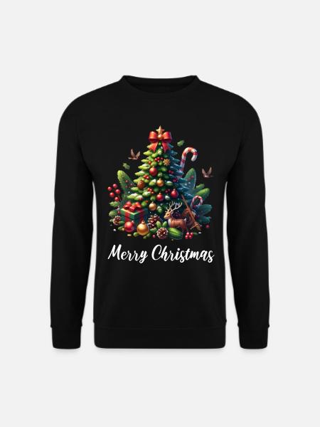 Weihnachtsbaum Xmas Merry Christmas - Unisex Pullover - Schwarz