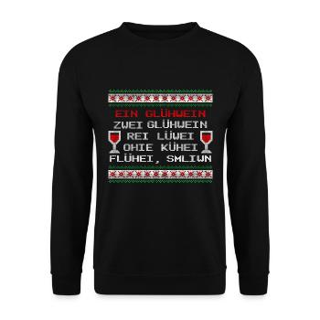 Glühwein Fan EIN GLÜHWEIN ZWEI GLÜHWEIN REI - Unisex Pullover - Schwarz - Vorne - Alina (178cm) & Michal (187cm)
