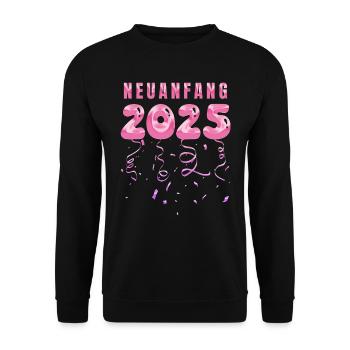 Jahreswechsel NEUANFANG 2025 Neujahr Party - Unisex Pullover - Schwarz - Vorne - Alina (178cm) & Michal (187cm)