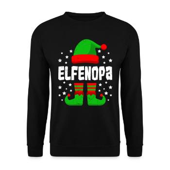ELFEN OPA Lustiges Großvater Weihnachten Opi - Unisex Pullover - Schwarz - Vorne - Alina (178cm) & Michal (187cm)