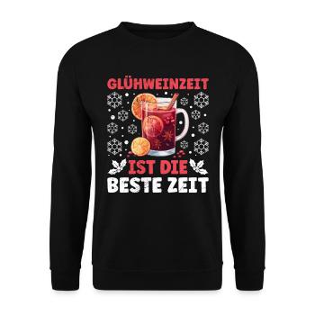 GLÜHWEIN ZEIT IST DIE BESTE ZEIT Lustiges - Unisex Pullover - Schwarz - Vorne - Alina (178cm) & Michal (187cm)