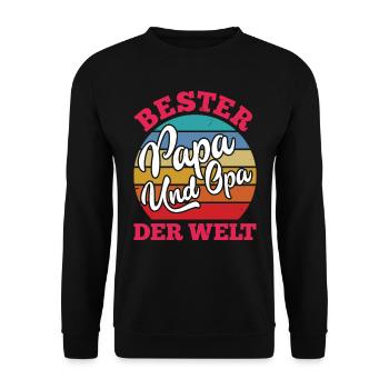 Großvater BESTER PAPA UND OPA DER WELT Opi - Unisex Pullover - Schwarz - Vorne - Alina (178cm) & Michal (187cm)