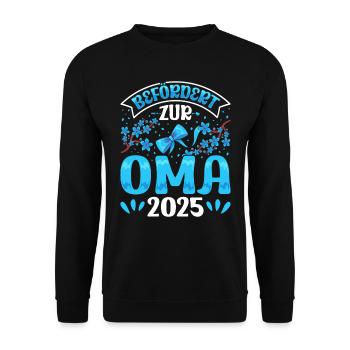 Großmutter BEFÖRDERT ZUR OMA 2025 Omi Rente - Unisex Pullover - Schwarz - Vorne - Alina (178cm) & Michal (187cm)