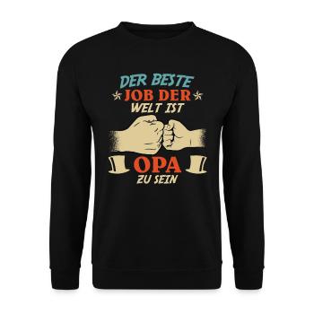 Opi DER BESTE JOB DER WELT IST OPA ZU SEIN - Unisex Pullover - Schwarz - Vorne - Alina (178cm) & Michal (187cm)