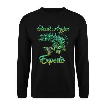 HECHT ANGLER EXPERTE Angeln Geburtstags Angler - Unisex Pullover - Schwarz - Vorne - Alina (178cm) & Michal (187cm)